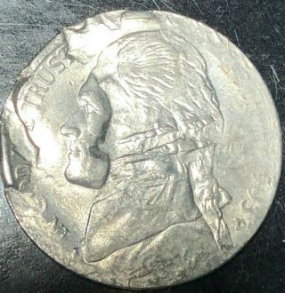 1993 D Jefferson Nickel With Errors Reverse And Obverse.