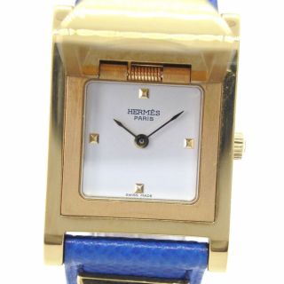 Hermes Me1.  201 Medor Watches Blue/gold Gold Plated/courchevel Women Whitedial