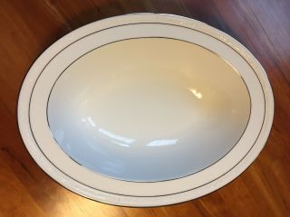 Noritake White Scapes Stoneleigh Oval Vegetable Bowl 11 - Inch