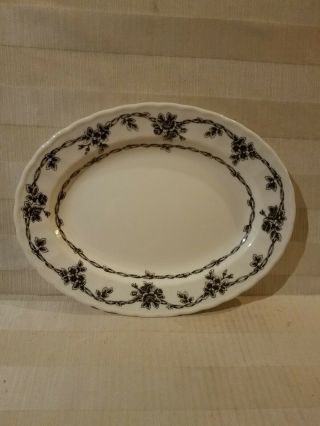 Waverly Black And White " Garden Room " 13 " Oval Serving Platter Made In Colombia