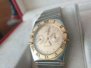 Omega Constellation Day Date Watch 18k Gold & Steel Swiss Made