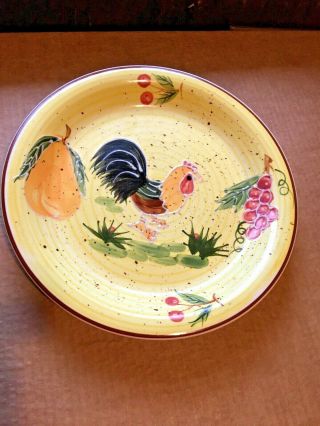 Vintage Tabletop Rooster Dinner Plate Hand Painted Chicken Yellow Art Decor