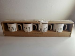 Rae Dunn Mini Espresso Mugs (set Of 4) Gift Set Card And Ribbon Magenta