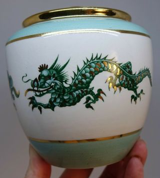 Vintage Crown Devon Green DRAGON Jar Porcelain Pottery Staffordshire Asian Mini 2