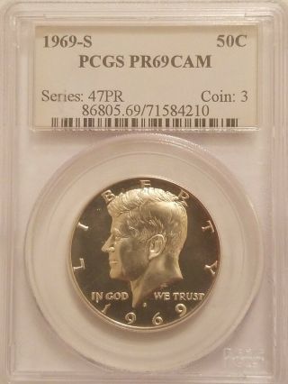 1969 S 50c Silver Kennedy Proof Half Dollar Pcgs Pr69cam