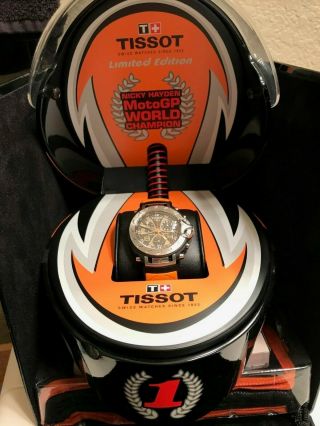 Autographed Nicky Hayden Tissot 2007 World Motogp Champion Watch & Mini - Helmet
