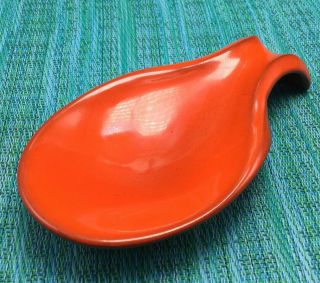 Vintage Frankoma Pottery Flame Red Orange Hanging Spoon Rest Holder Stovetop 4y