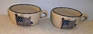 2003 Home & Garden Party American Flag Stoneware Soup Bowl,  Latte Cappa Mug/cup