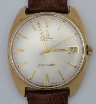 Huge Vintage Omega Seamaster Mens 14k Gold Automatic Watch Cal 563