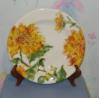 Set Of 2 Pier 1 Imports Sunflower Blooms 8 - 3/4 " Salad Plates