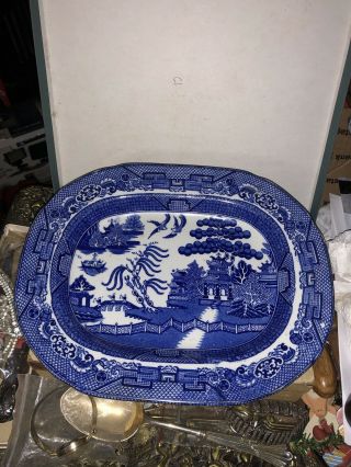 Blue Willow Platter By Staffordshire W Adams And Sons England 11 3/8”