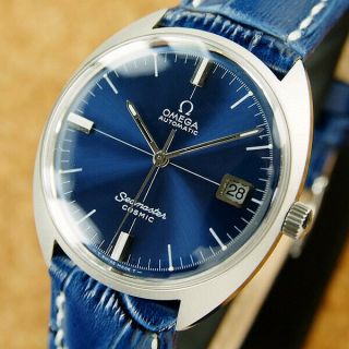 Authentic Omega Seamaster Cosmic Date Blue Dial Automatic Mens Wrist Watch