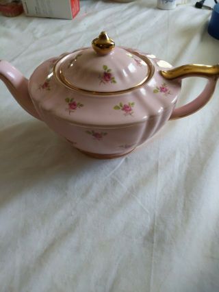 Vintage Sadler England Roses And Gold Porcelain Teapot