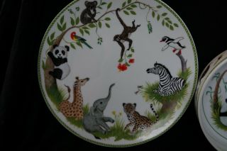 Vintage Lynn Chase Porcelain Jungle Party 1988 Plate And Bowl Set In EUC 3