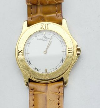 Men Baume & Mercier 18k Solid Gold Slim Wrist Watch Runs 38 - 2