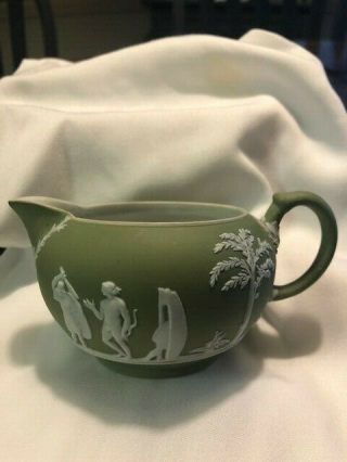Wedgewood England Green Jasperware Creamer Bowl/pitcher