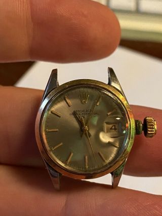 Vintage Rolex Ladies Oyster Perpetual Date 6516 Automatic Stainless Steel - Gold