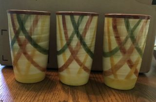 3 Vintage 1950’s Vernon Kilns Vernonware Ice Tea Water Glasses Tumblers