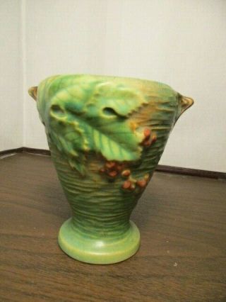 Vintage Roseville Usa 284 Small Vase - Bushberry - 2 Handles - Ceramic - Pottery