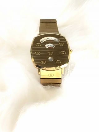 Gucci Grip Gold - Tone Stainless Steel Bracelet 38mm Unisex Watch Ya157409