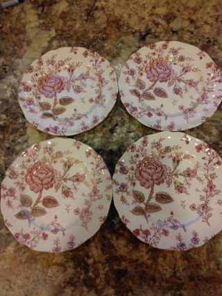Johnson Brothers Rose Chintz Bread Plates (4) Made In England Bin 1088