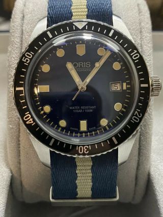 Oris Divers Sixty - Five Blue 65 42mm Nylon Band Sapphire Crystal Pre Owned