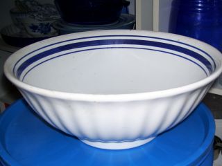 Huge Salad Or Pasta Bowl,  White With Blue,  Made In Italy 13 " Wide 7 " Tall,