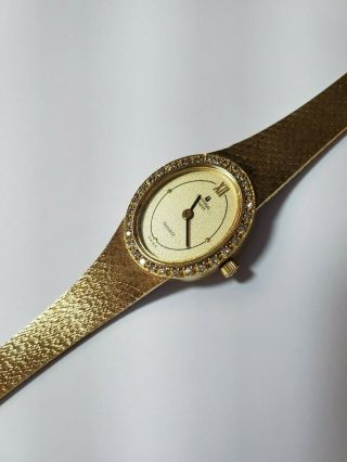 14k Yellow Gold Universal Geneve Diamond Quartz Wrist Watch With Woven Bracelet