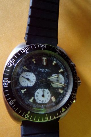Rare Vintage Croton Sea Diver 3 Register Chronograph Watch -