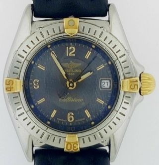 Breitling Callistino 18k Gold,  Steel Quartz Ladies Watch B 52045.  1 Black Dial