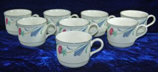 Lenox Poppies On Blue Flat Cups / Mugs - Set Of Eight