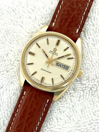 Vintage Omega 752 Seamaster 36.  4mm 14k Gold & Steel Quick Date & Day Swiss Made