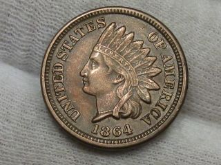 Xf,  1864 C/n Civil War Era Indian Head Penny.  11