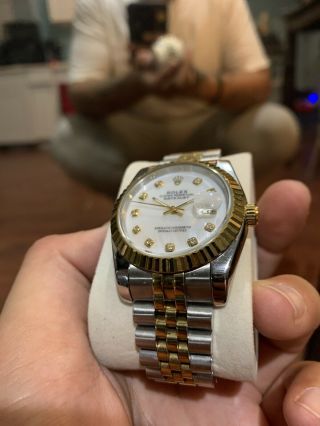 Men’s Two Tone Rolex Model 1505 Oyster Perpetual Datejust Watch