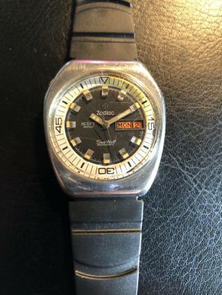 Vintage Zodiac Sea Wolf Yachting Automatic Sst 36000 Mens Watch - Great