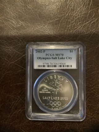 2002 - P Olympics Salt Lake City Silver Commemorative Dollar $1 Pcgs Ms70