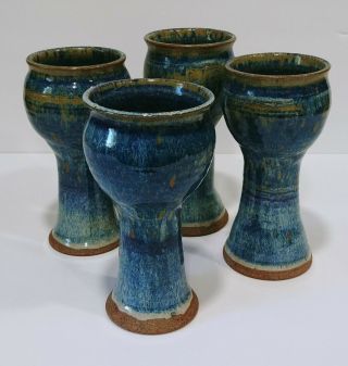 Vintage Hand Crafted Glazed Pottery Goblets 2