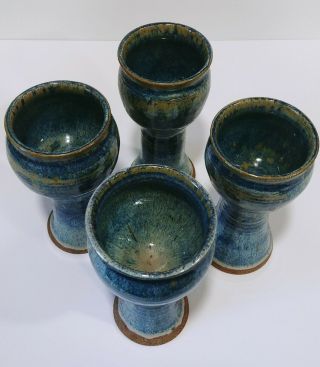 Vintage Hand Crafted Glazed Pottery Goblets 3
