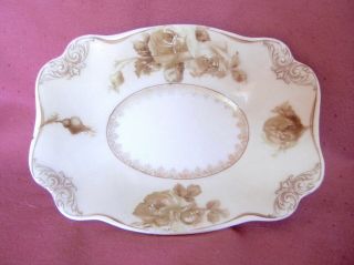Old Ivory 16 Empire 6” Rectangle Relish / Candy Bowl - Ohme Porcelain Silesia