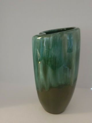 Vintage Blue Mountain Pottery Green Black Drip Glaze Vase Mid Century Modern 2