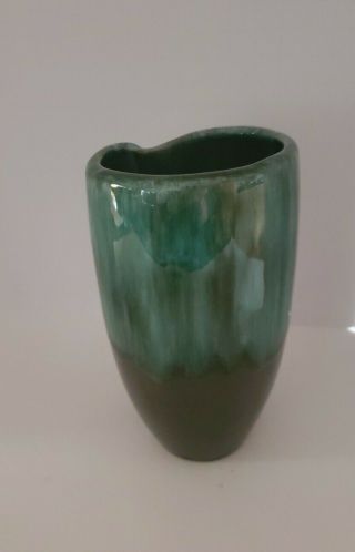 Vintage Blue Mountain Pottery Green Black Drip Glaze Vase Mid Century Modern 3
