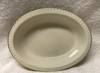 Lenox Special Oval Serving Bowl Cream/ivory Crimped Flat Edge Gold Trim