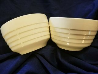Scio Pottery White Ribbed Cereal / Soup Bowl.  Set Of 2