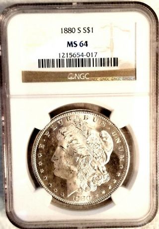 1880 - S Ngc Ms 64 Morgan Dollar Strong Proof - Like Qualities