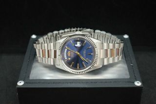 Orient Oyster President Day Date 36mm Fev03001dy - Blue Dial - Ss - Nos - Rare
