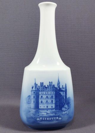 Vintage Egeskov Royal Copenhagen Denmark Decanter Vase Blue And White
