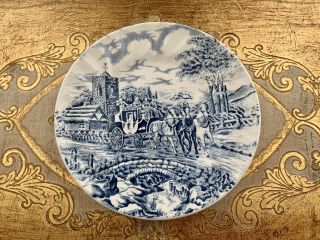 Set Of 6 Vintage Churchill Wessex Blue Royal Stagecoach Bread & Appetizer Plates
