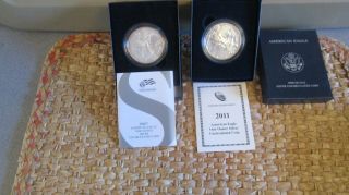 2007 W Burnished Silver American Eagle,  2011 Silver Eagle Ogp - Look Close Wow