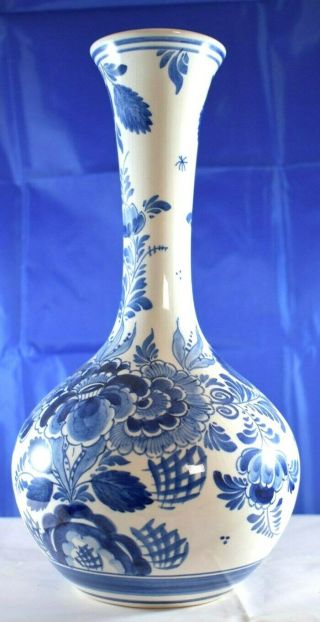 Delft Vintage Vase 10 1/2 " Tall Interesting Mark Gorgeous,  In Exc Cond.  $10.  00