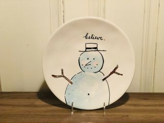 Rae Dunn Christmas By Magenta Snowman Believe Ceramic 11 " Dinner Plate